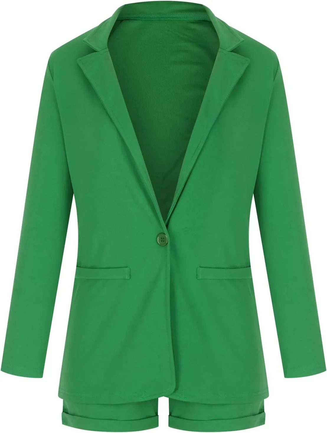 2 Piece Outfits for Women Dressy Long Sleeve Blazer High Waist Shorts Suits Set Business Casual Office Work Outfit