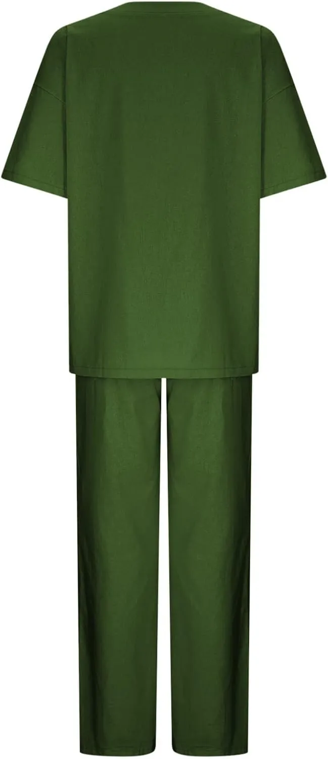 2 Piece Sets for Women Short Sleeve Top and Wide Leg Pants Matching Lounge Set Vacation Beach Travel Outfits