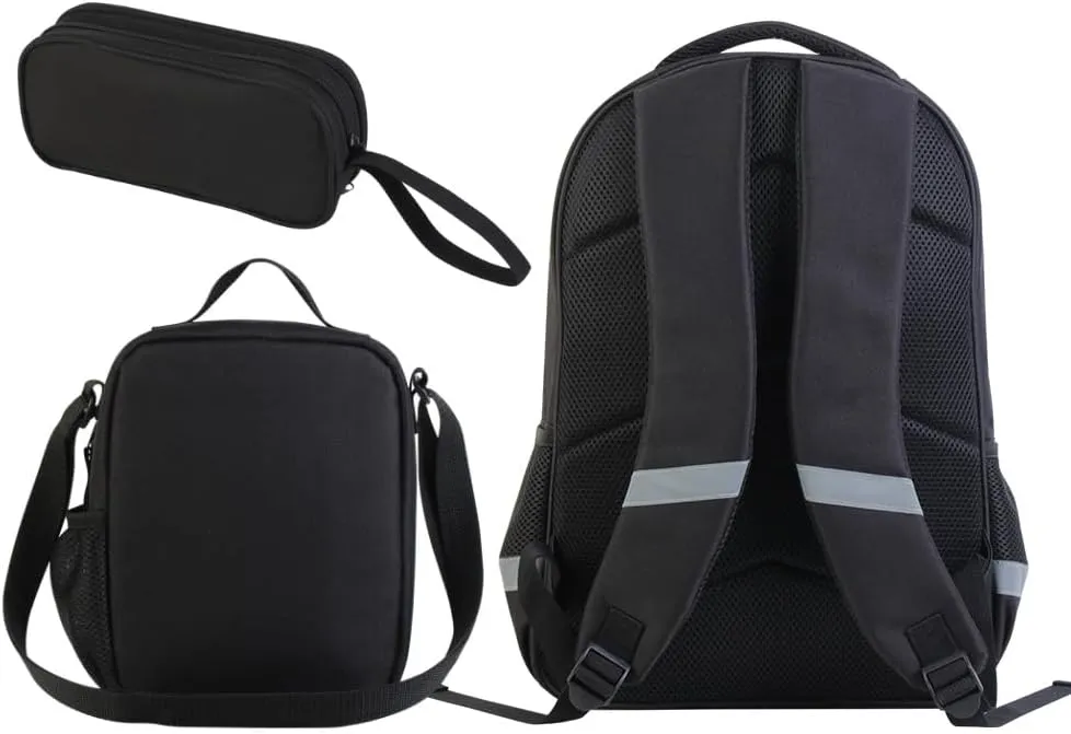3 Pcs Kids Backpack, 3D Reflective Cartoon, 600D Polyester & Dual Zippers, 17" Bookbag with Ergonomic Design for boys & girls age 6-18, Gorilla Space Style for school Children Kids