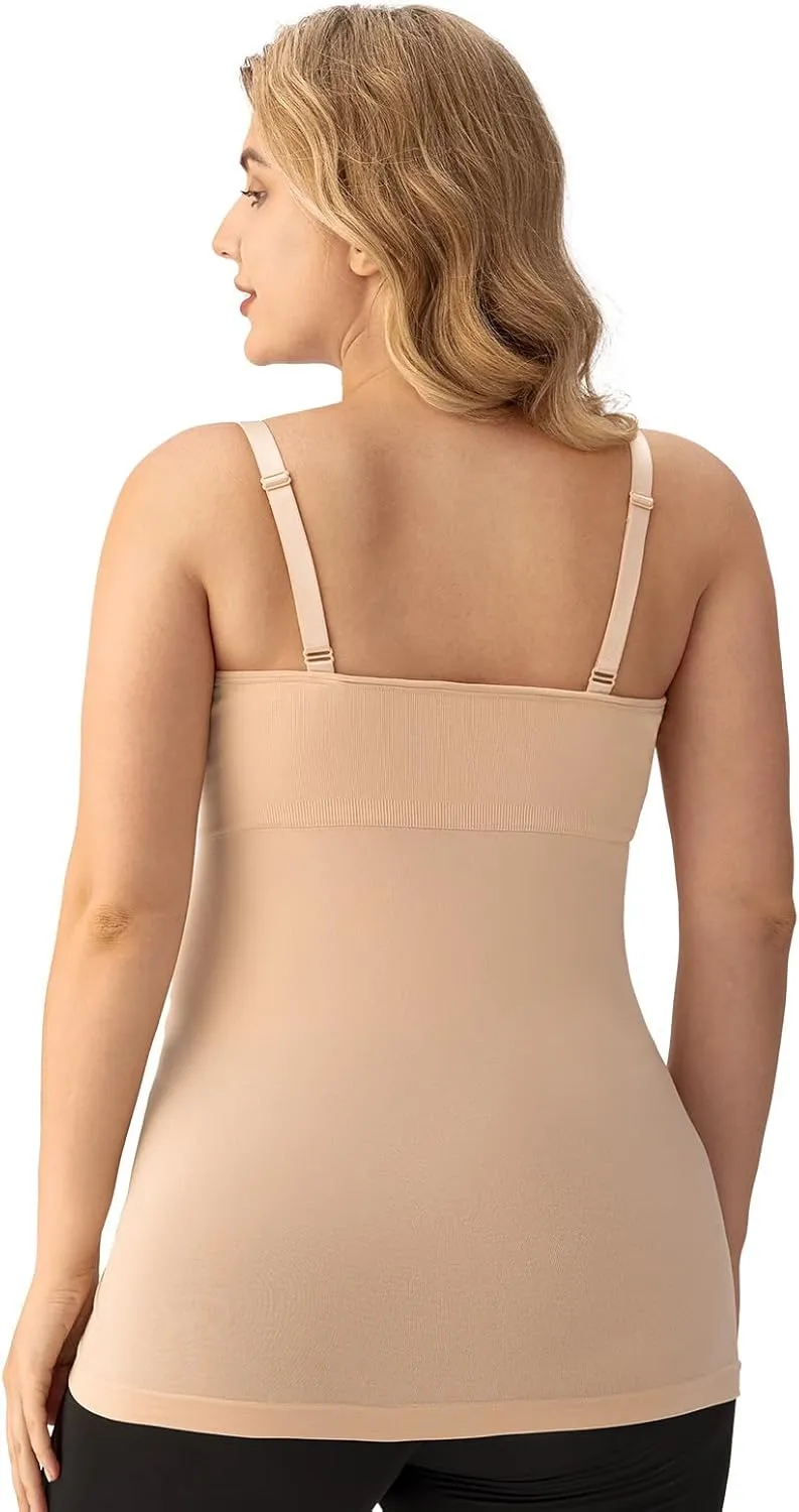 Angelhood Maternity Nursing Tank Tops for Breastfeeding,Womens Nursing Maternity Cami Built in Bra Sleep Bra
