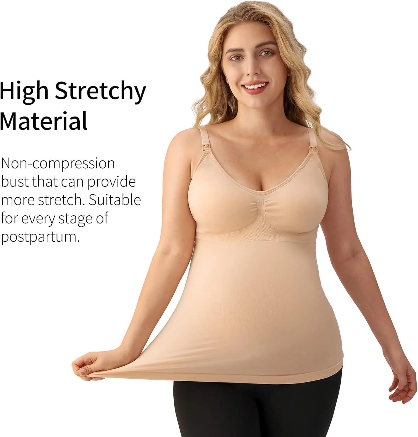 Angelhood Maternity Nursing Tank Tops for Breastfeeding,Womens Nursing Maternity Cami Built in Bra Sleep Bra