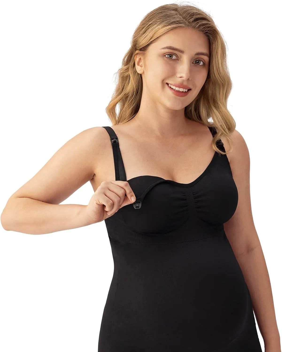 Angelhood Maternity Nursing Tank Tops for Breastfeeding,Womens Nursing Maternity Cami Built in Bra Sleep Bra
