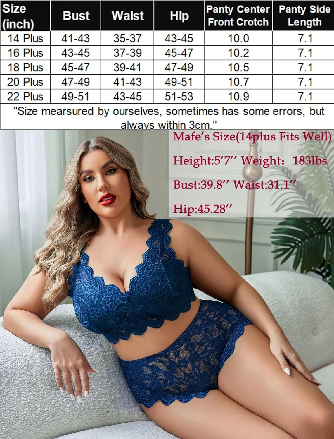 Avidlove Plus Size Lingerie Set for Women Sexy Lace Halter Bralette High Waist Panty Set