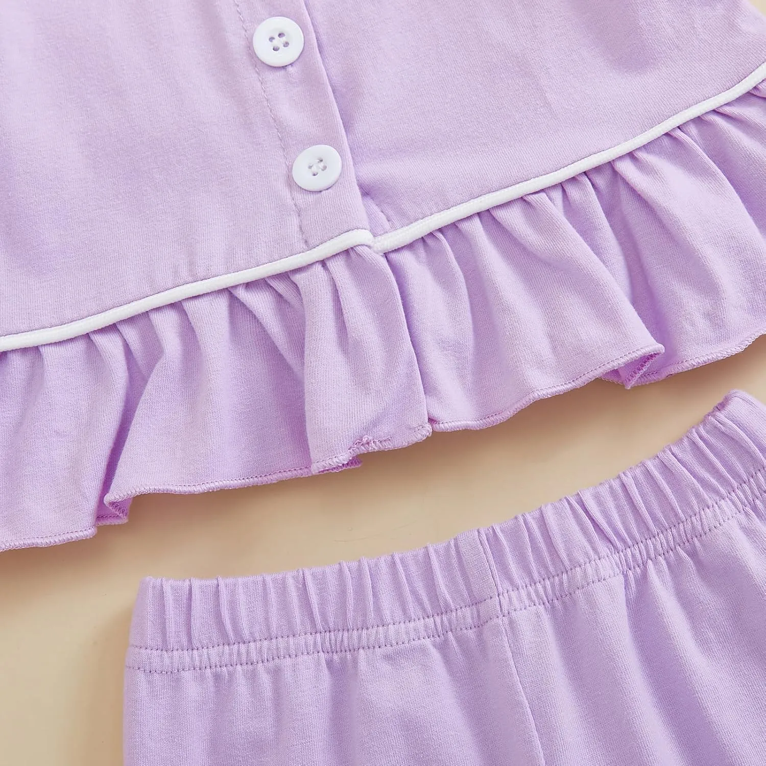 Baby Girls Ruffled Cotton Pajamas Set Long Sleeve Button Shirts Flared Pants Satin Silk Cute Pjs Matching Lounge Sets