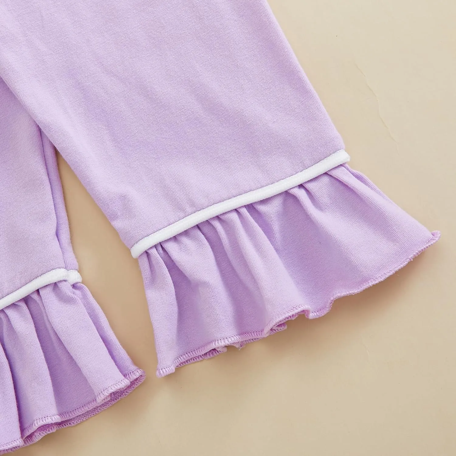 Baby Girls Ruffled Cotton Pajamas Set Long Sleeve Button Shirts Flared Pants Satin Silk Cute Pjs Matching Lounge Sets