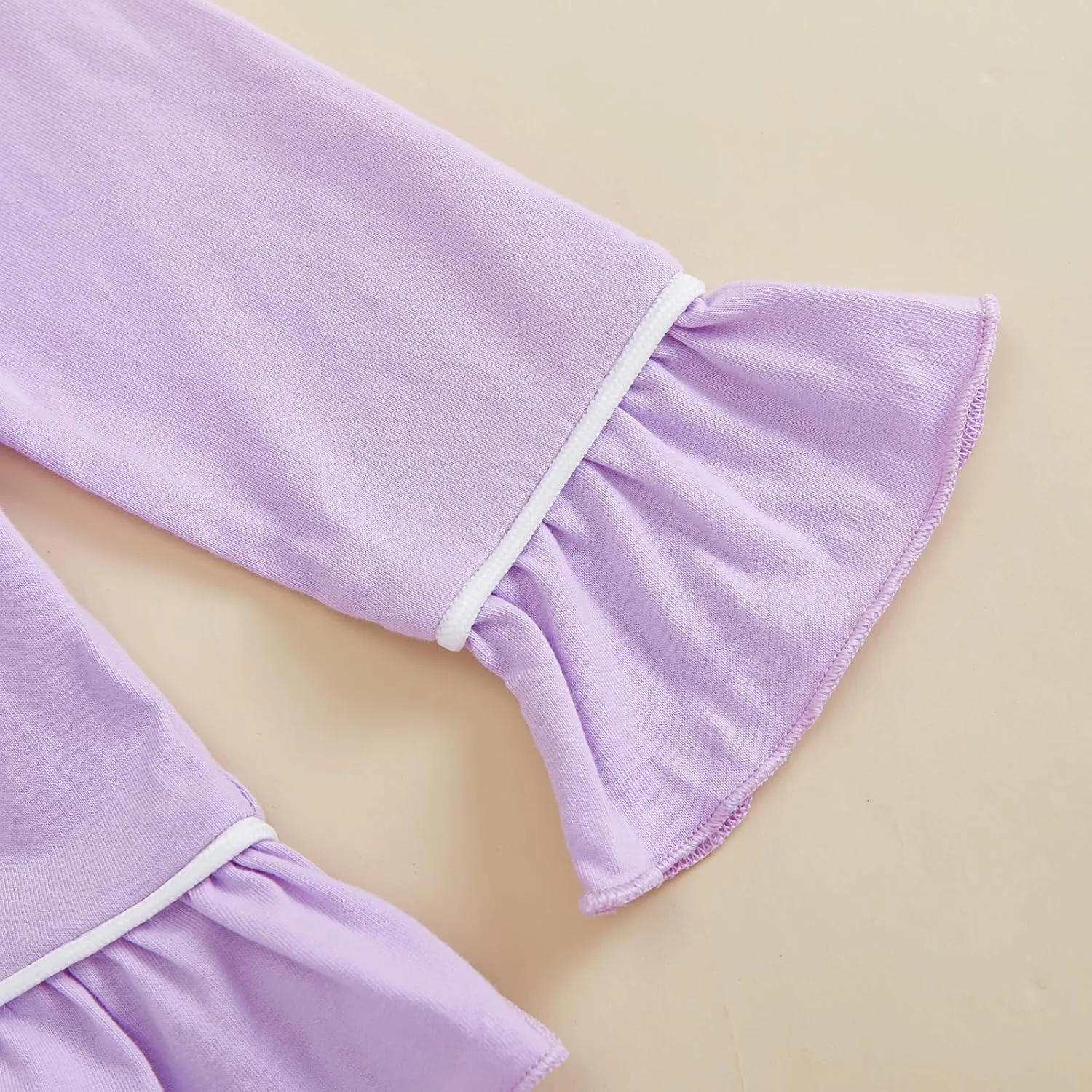 Baby Girls Ruffled Cotton Pajamas Set Long Sleeve Button Shirts Flared Pants Satin Silk Cute Pjs Matching Lounge Sets