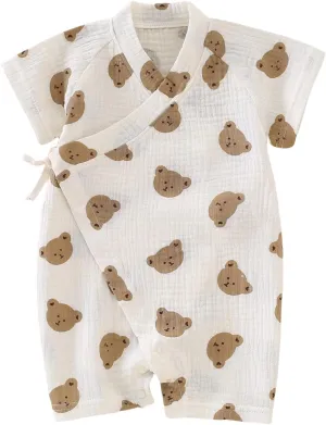 BINIDUCKLING Baby Kimono Robes Cotton Muslin Romper Clothes Newborn - 24 Months