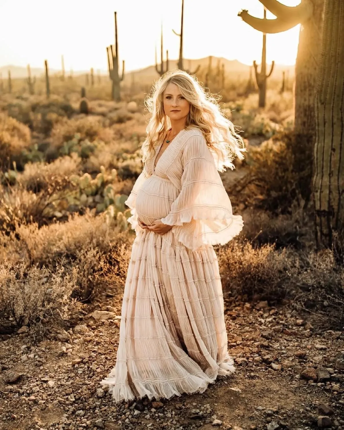 Boho Maternity Dresses for Photoshoot Tulle Robes Long Sleeve Off Shoulder Pregnancy Baby Shower Dress Bridal Lingerie