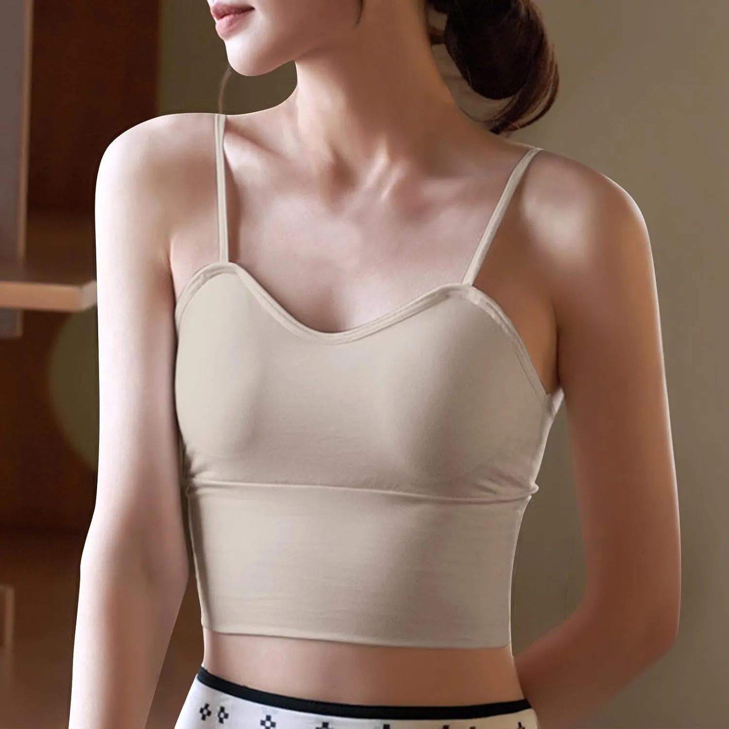 Bra Cami Tank with Built in Bra Sleeveless Lightweight Summer Cooling Tanks Tops V Neck Padded Undershirts for Women