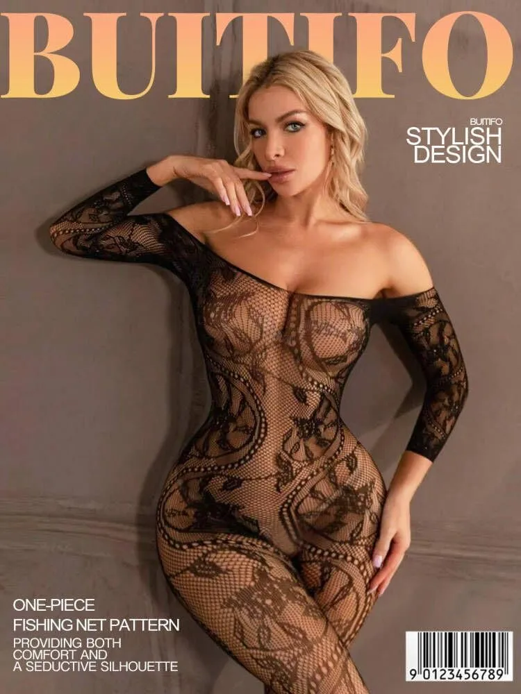 Buitifo Womens Fishnet Bodystocking Plus Size Crotchless Bodysuit Sexy Tights Soft Nightwear Lingerie