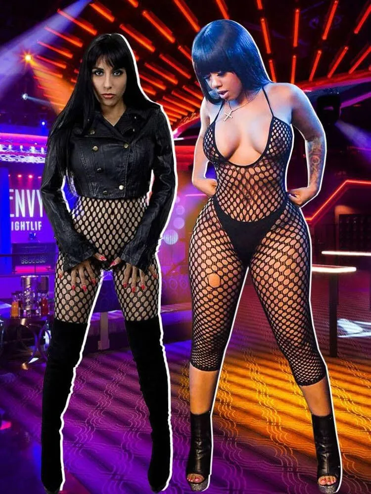 Buitifo Womens Fishnet Bodystocking Plus Size Crotchless Bodysuit Sexy Tights Soft Nightwear Lingerie
