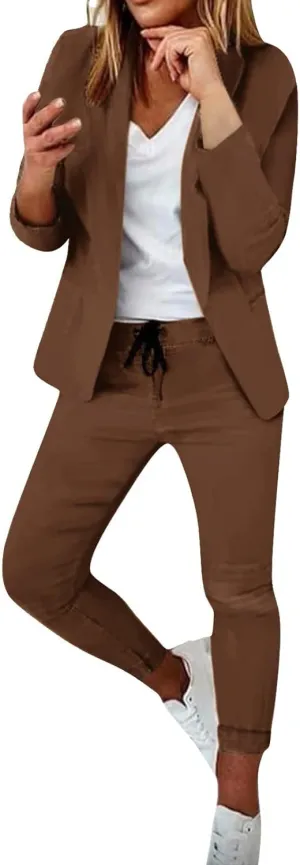 Business Casual Outfits for Women Plus Size Pants Suit Dressy Women's 2 Piece Formal Work Wear Office Dress Blazer