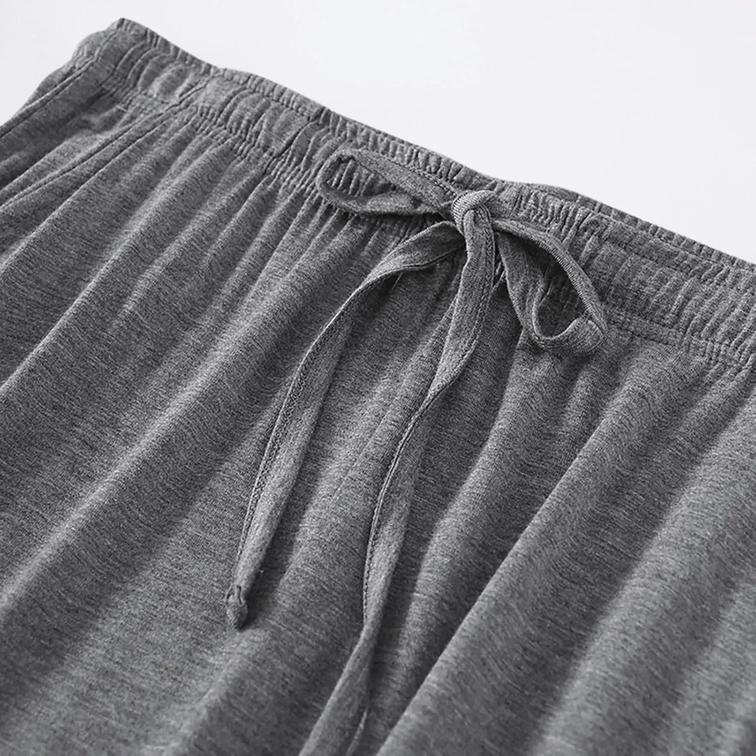Cambkatl Men's Comfy Modal Cropped Lounge Pants Elastic Waist Loose Drawstring Pjs Bottoms Summer Thin Sleepwear