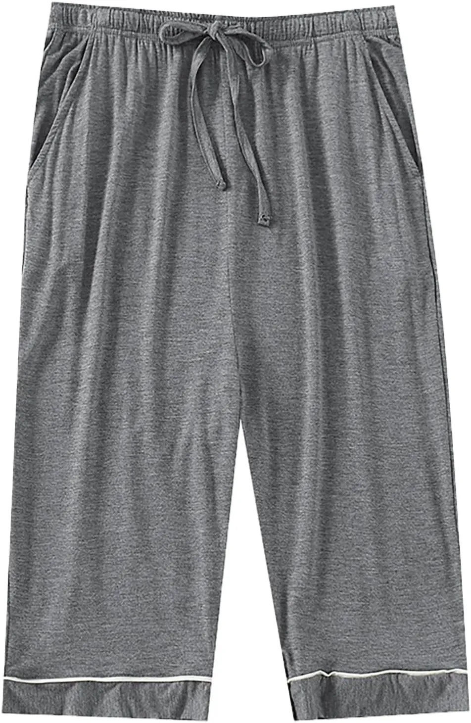 Cambkatl Men's Comfy Modal Cropped Lounge Pants Elastic Waist Loose Drawstring Pjs Bottoms Summer Thin Sleepwear