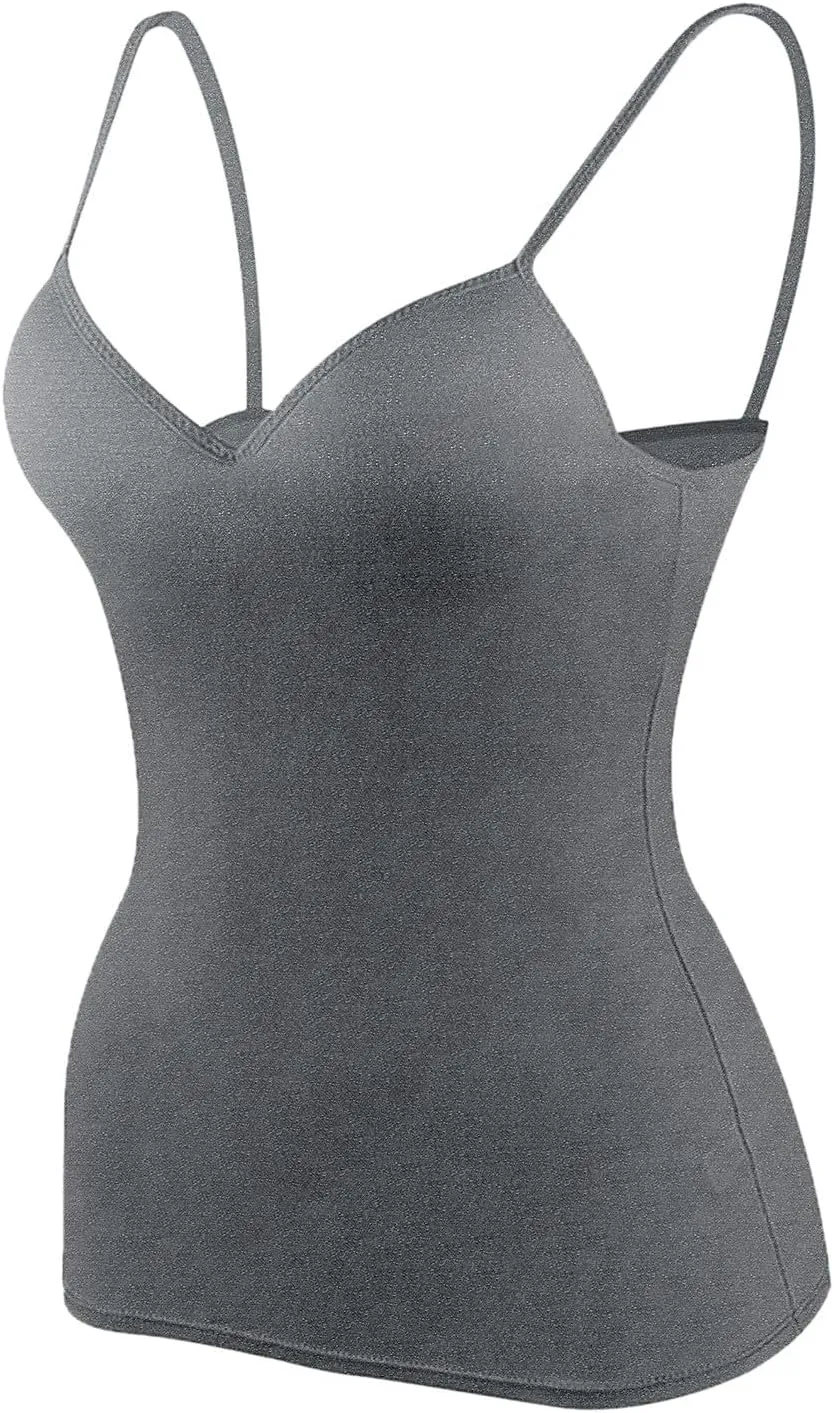 Camisole Tops for Women with Built in Bra Spaghetti Strap Workout Yoga Shirt Camis Tank Top Layer Padded Bra
