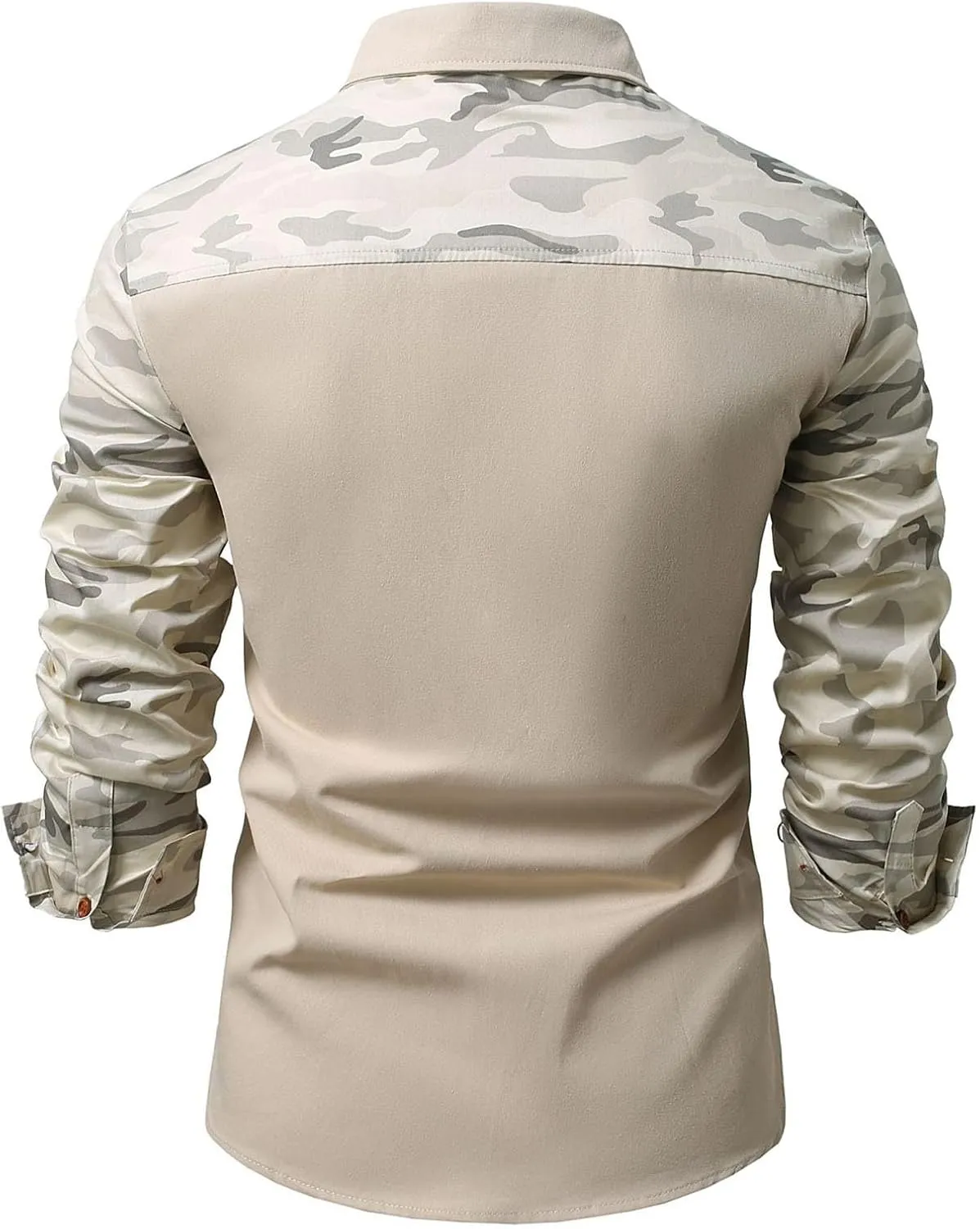 Camo Cargo Shirts for Men Long Sleeve Lightweight Button Down Military Hiking Shirts Sun Protection Fishing Shirt