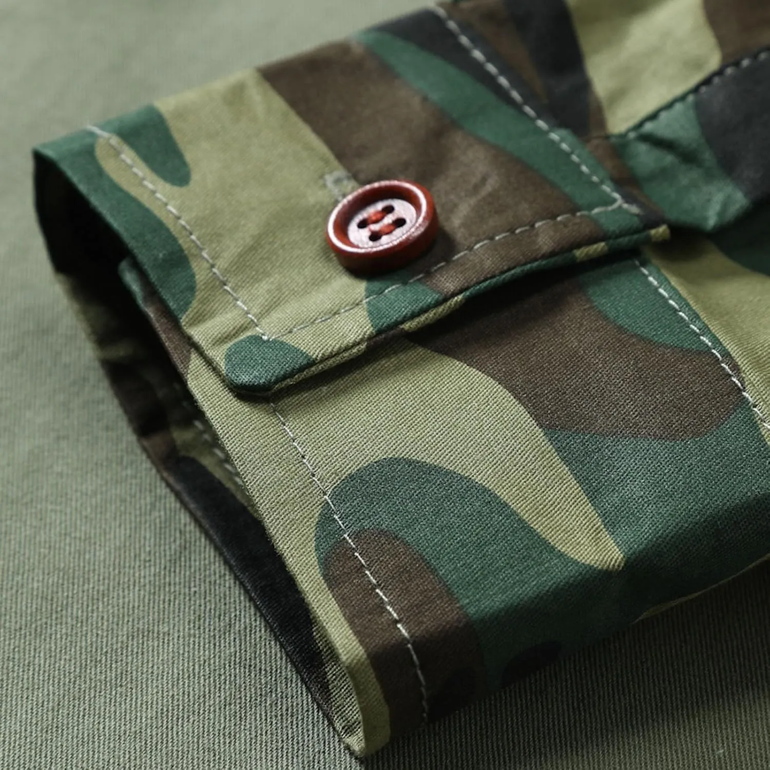 Camo Cargo Shirts for Men Long Sleeve Lightweight Button Down Military Hiking Shirts Sun Protection Fishing Shirt