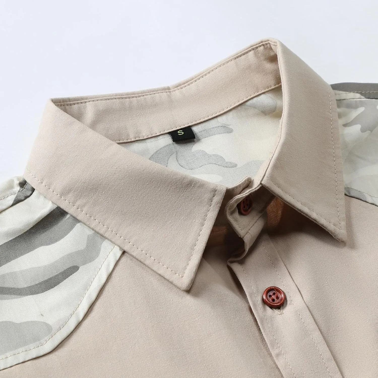 Camo Cargo Shirts for Men Long Sleeve Lightweight Button Down Military Hiking Shirts Sun Protection Fishing Shirt
