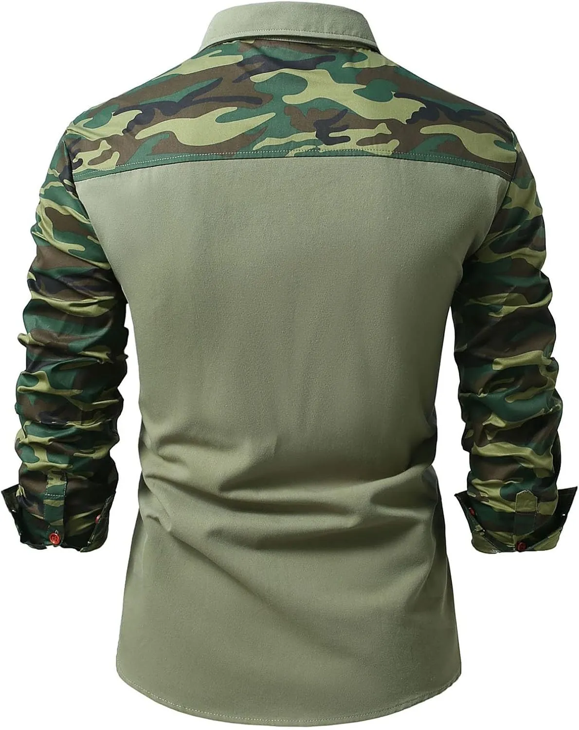 Camo Cargo Shirts for Men Long Sleeve Lightweight Button Down Military Hiking Shirts Sun Protection Fishing Shirt