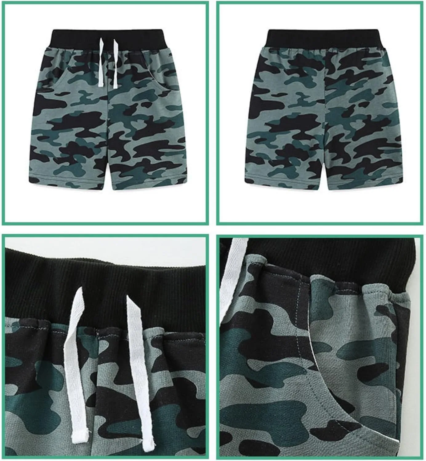 Camouflage Athletic Shorts for Girls Boys Running Gym Workout Shorts for Kids, Activewear Drawstring Baby Girl Outfits