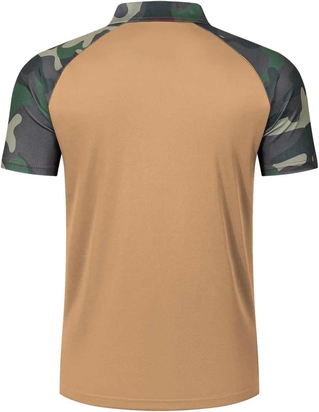 Camouflage Polo T Shirts for Men Slim Fit Raglan Short Sleeve Half Button Tactical Golf Shirts Tennis Muscle Shirt