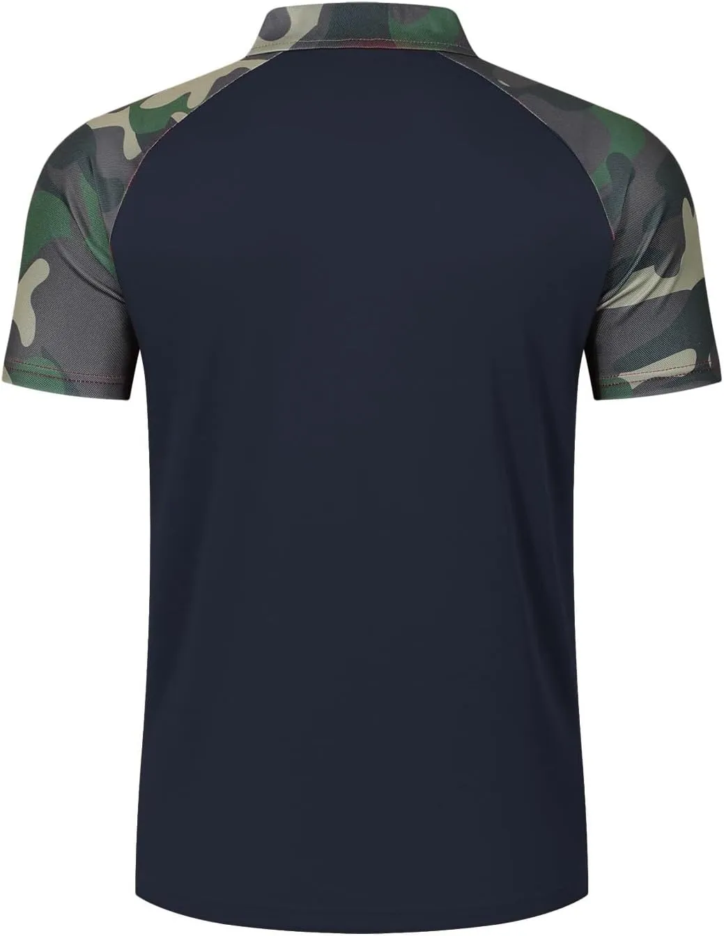 Camouflage Polo T Shirts for Men Slim Fit Raglan Short Sleeve Half Button Tactical Golf Shirts Tennis Muscle Shirt