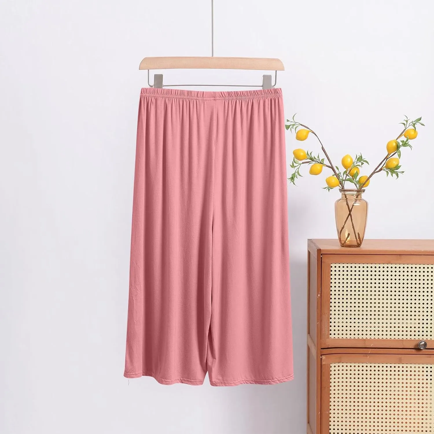 Capris Lounge Pants for Women Soft Modal Comfy Summer Pajamas Loose Elastic Waist Pj Bottoms Cropped Sleepwear Trousers
