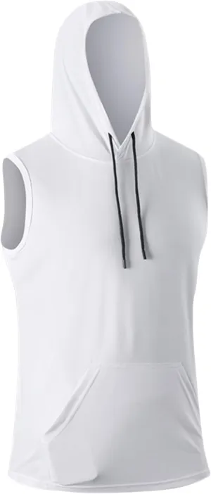 Casual Sleeveless Hoodies for Men Athletic Quick Dry Hooded Shirts Drawstring Pullover Workout Shirts with Pockets
