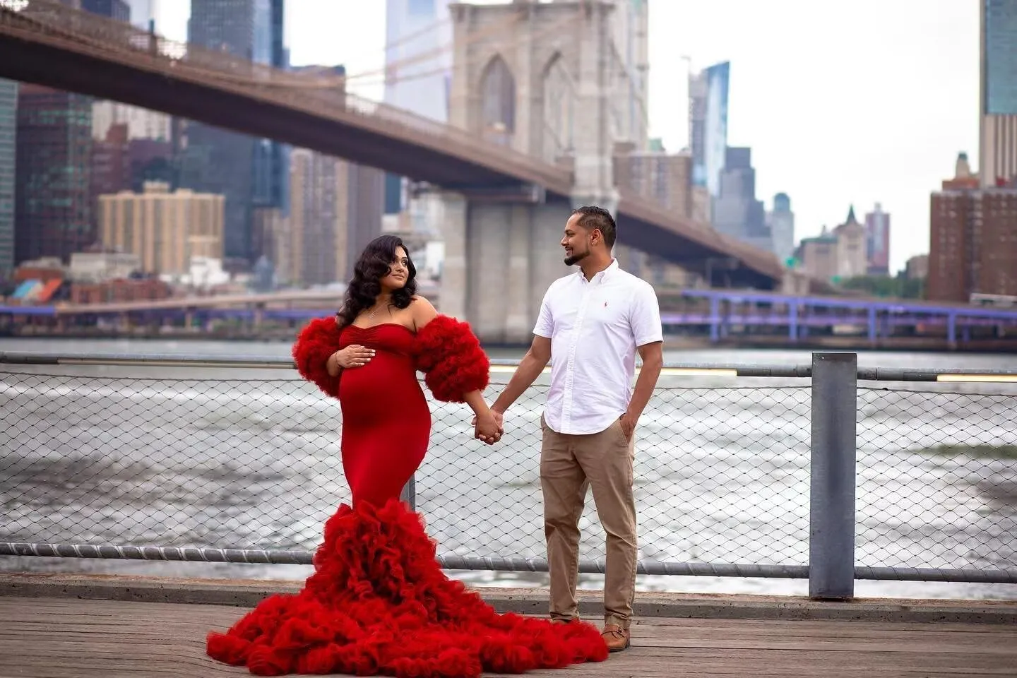 Changuan Puffy Maternity Dress for Photoshoot Tulle Bridal Robes Ruffle Mermaid Pregnancy Gowns Baby Shower Dress