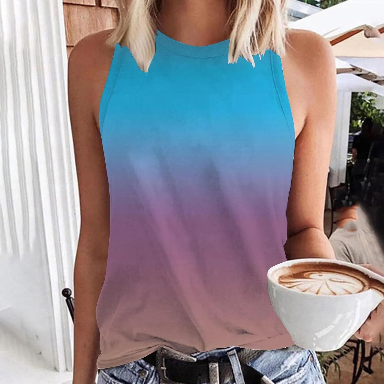 Comfy Beach Camis for Women Sleeveless Shirt Quick-Dry Lightweight Y2K Tank Top Vacation Sport Blouses