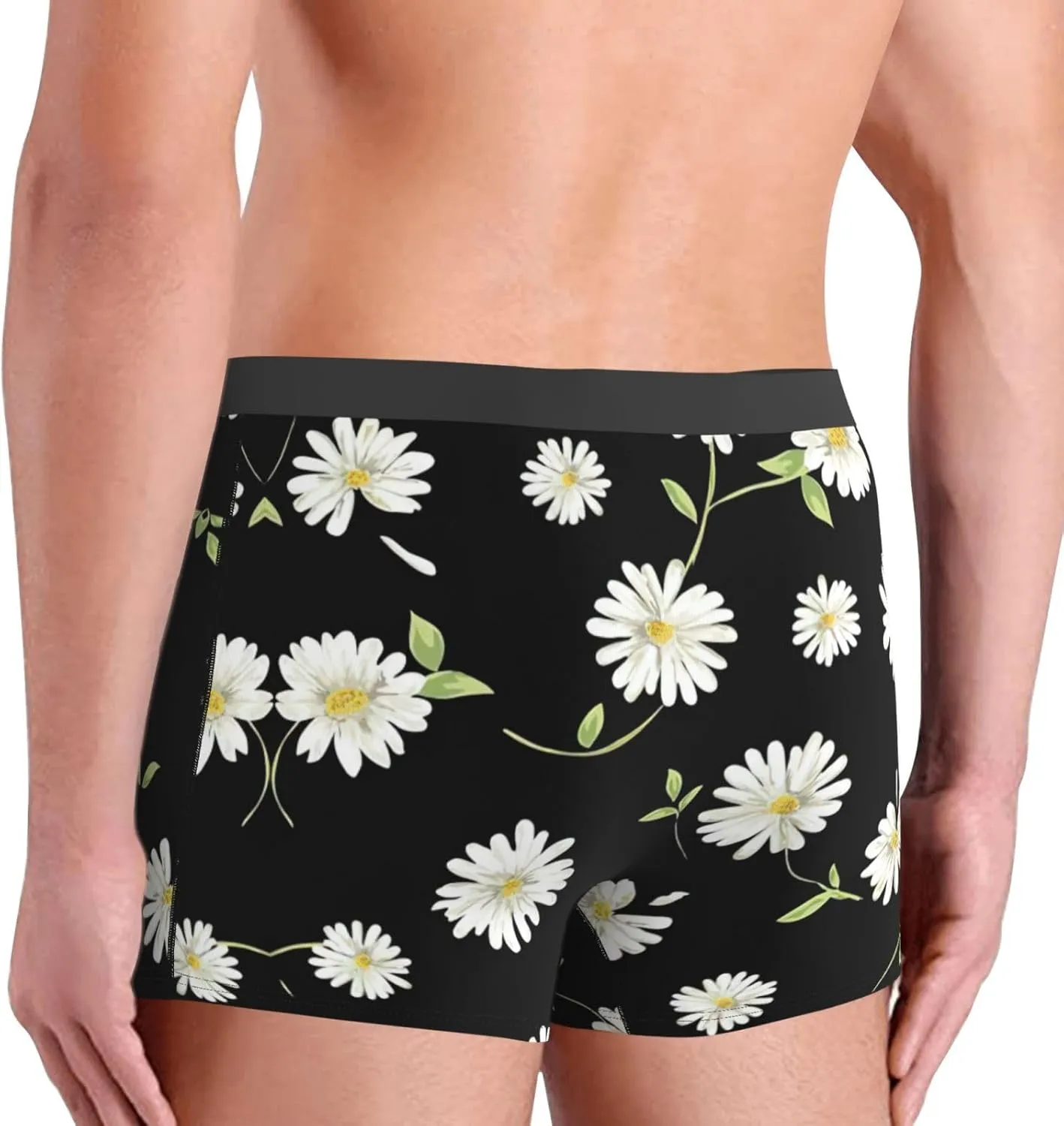 daisy Print Unique Men Boxer Briefs Breathable Stretch Underwear Briefs for Comfort Briefs