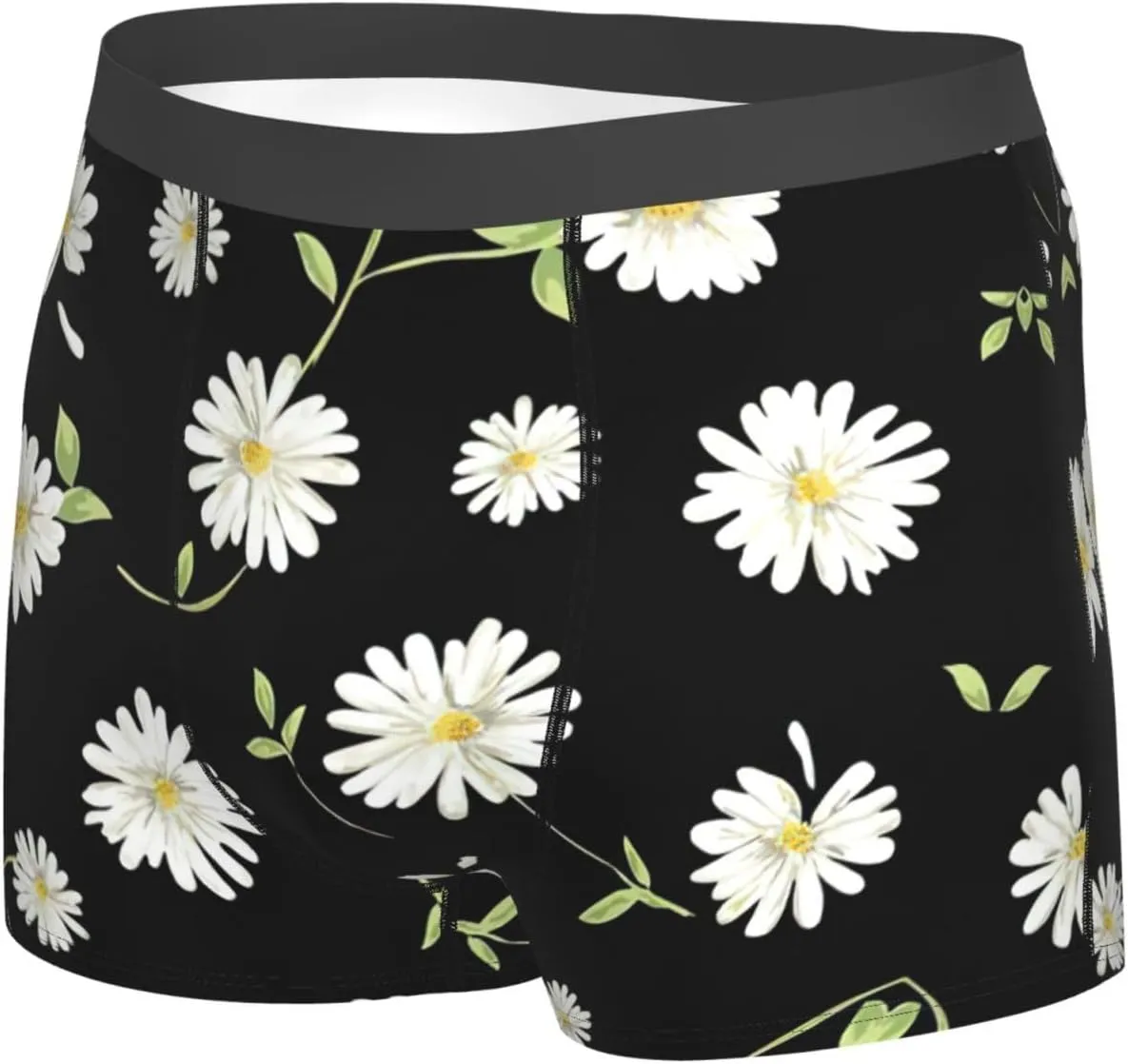 daisy Print Unique Men Boxer Briefs Breathable Stretch Underwear Briefs for Comfort Briefs
