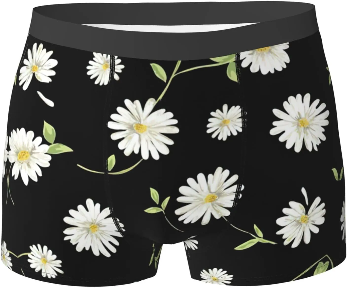 daisy Print Unique Men Boxer Briefs Breathable Stretch Underwear Briefs for Comfort Briefs