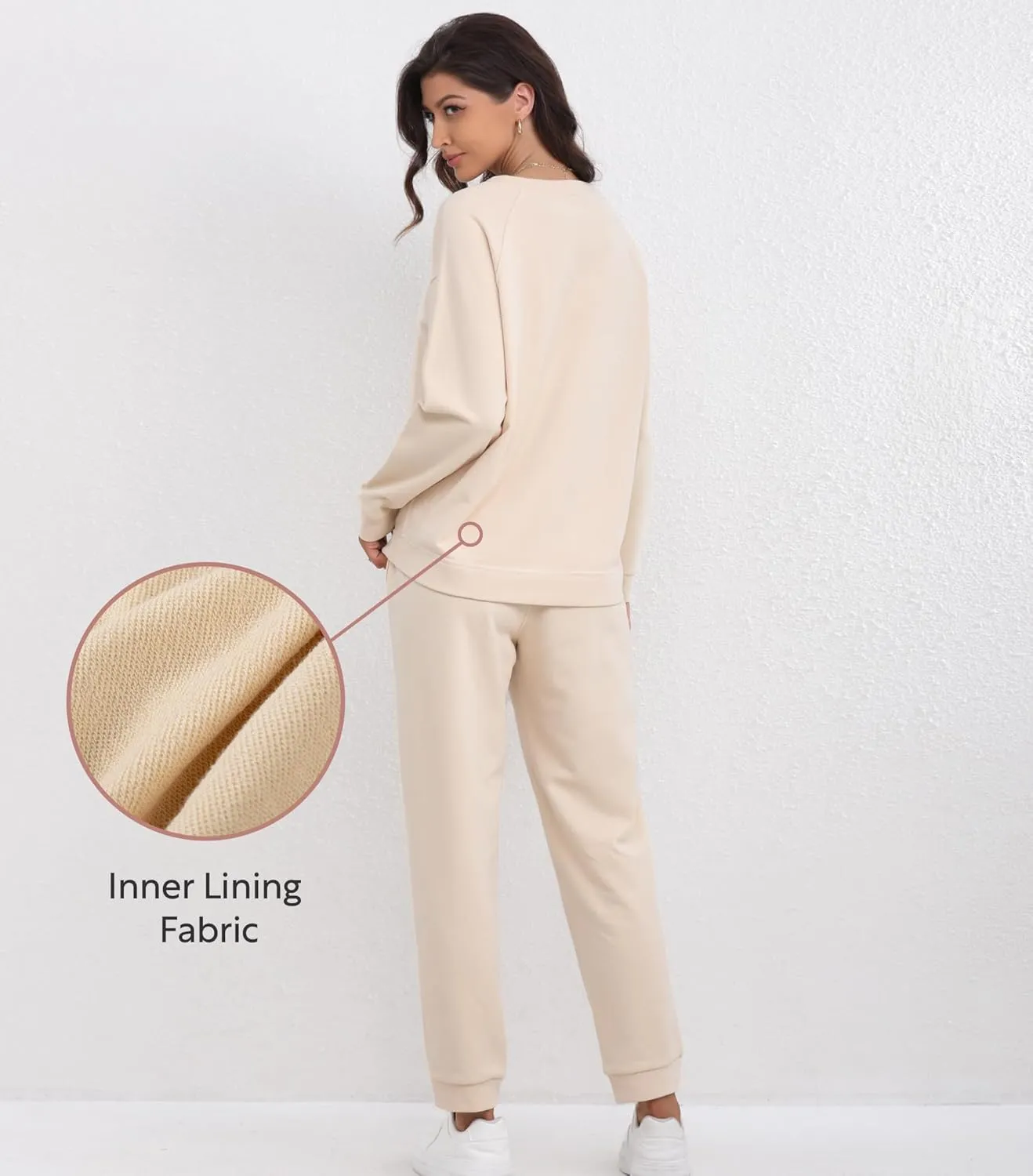 DAVID ARCHY Cotton Womens Pajama Sets Soft Comfy Pajamas For Women Set Round Neck Long Sleeve Top and Pants Sleepwear