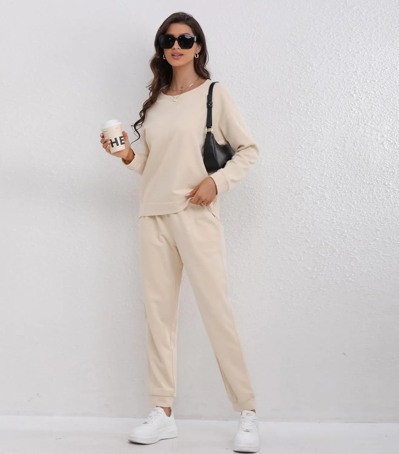 DAVID ARCHY Cotton Womens Pajama Sets Soft Comfy Pajamas For Women Set Round Neck Long Sleeve Top and Pants Sleepwear