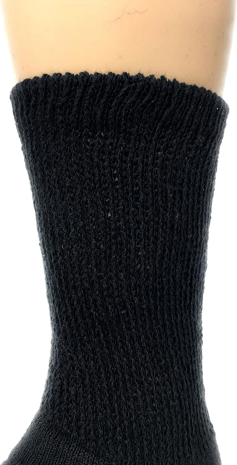 Diabetic Socks, Creswell Diabetic Socks, 12 Pack (1 Dozen Pairs), For Men and Women, Medical Socks for Neuropathy, Edema, Diabetes, Non-binding, Crew Length, Size 13-15 X-Large, Black