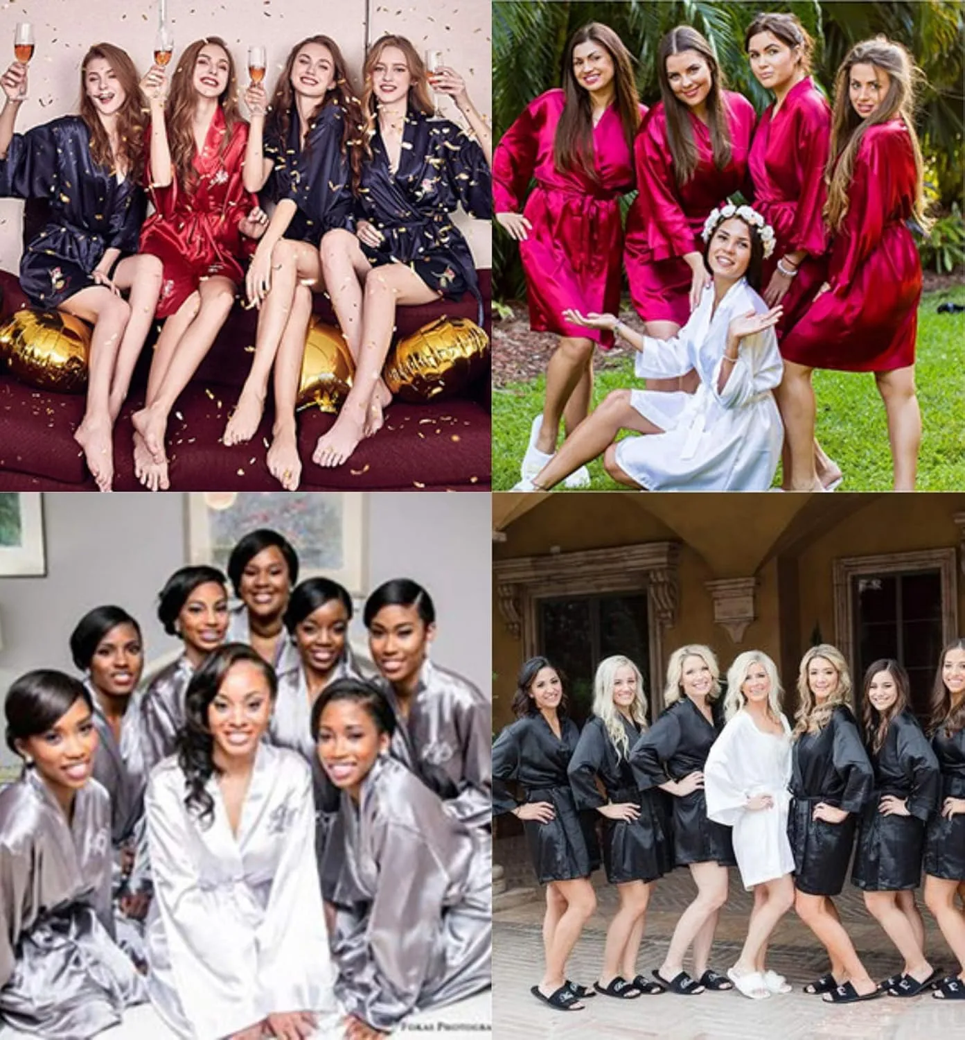 Ekouaer Women's Satin Robe Valentines Lingerie for Women Kimono Bathrobe Short Ruffle Belted Robes Bridesmaids Sleepwear
