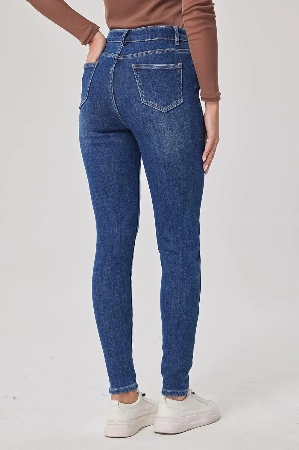 Fakanhui Women's Fleece Lined Jeans Winter Flannel Lined Jeans Thermal Denim Warm Jeans