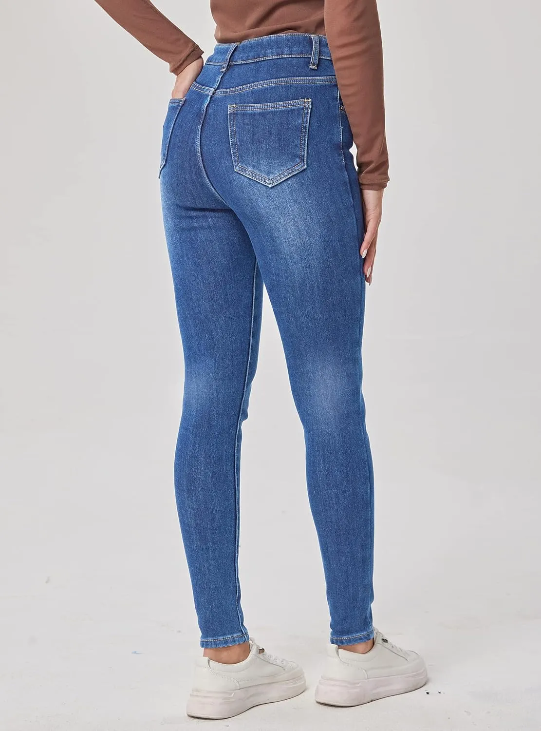 Fakanhui Women's Fleece Lined Jeans Winter Flannel Lined Jeans Thermal Denim Warm Jeans