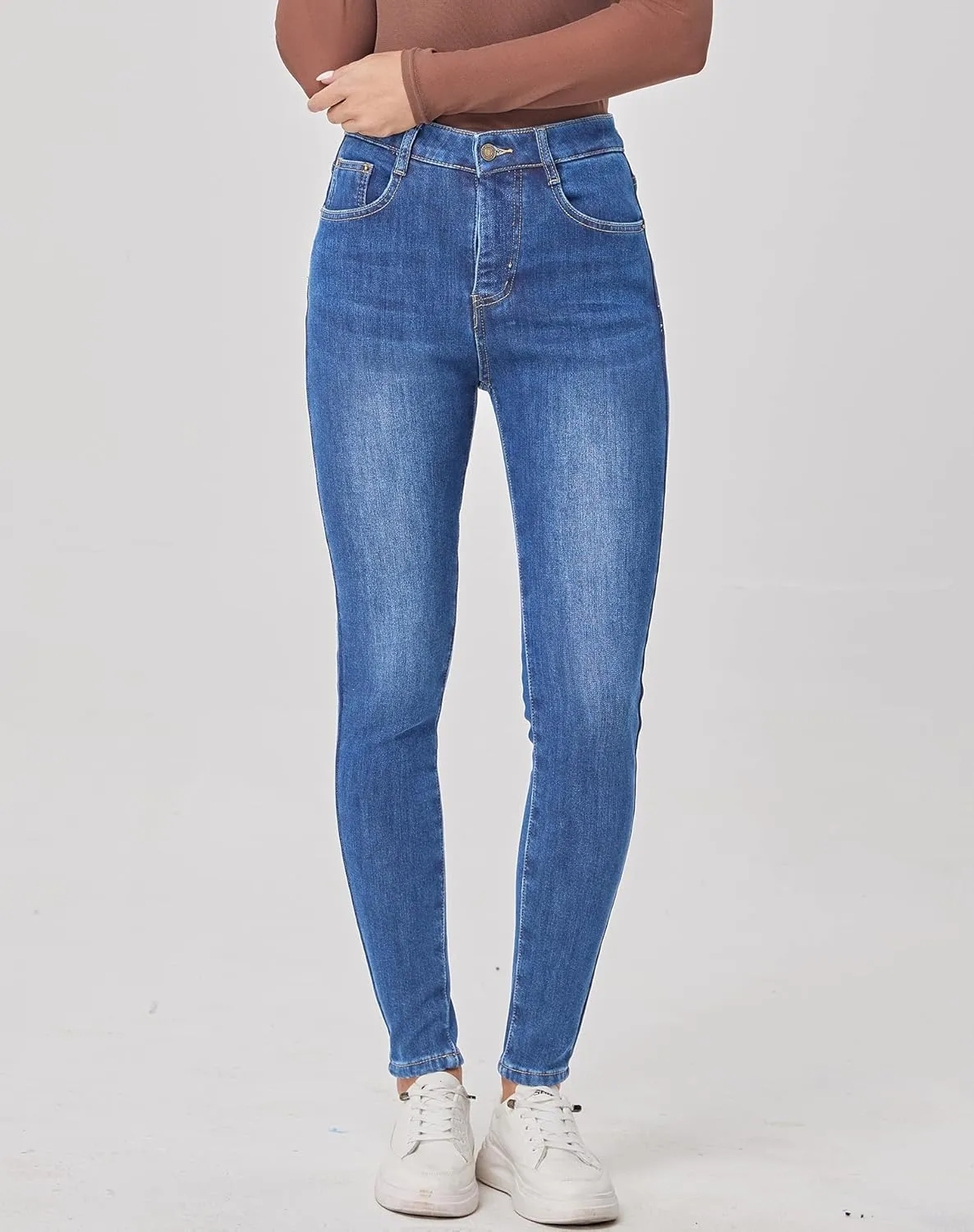 Fakanhui Women's Fleece Lined Jeans Winter Flannel Lined Jeans Thermal Denim Warm Jeans