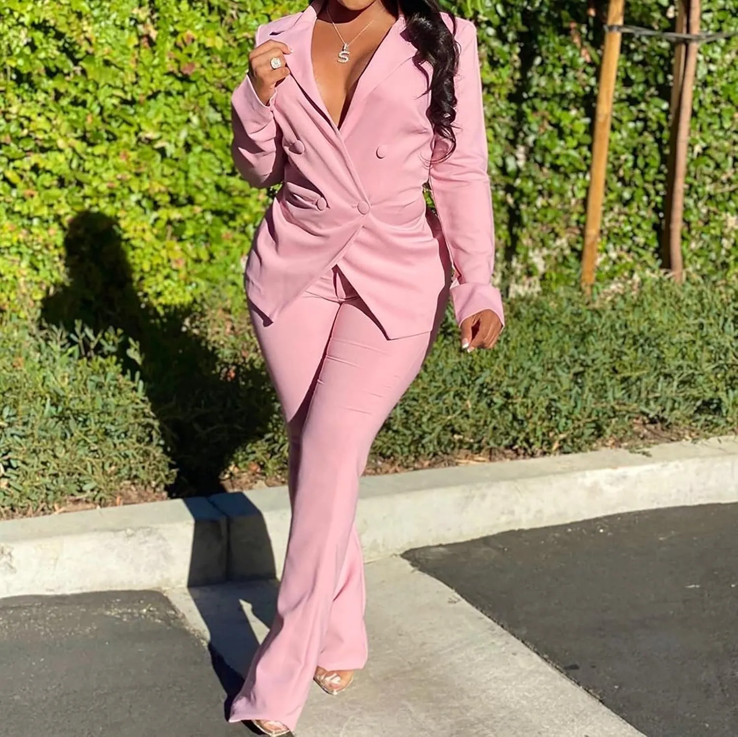 Firzero Pants Suits for Women Dressy Work Blazer Set 2024 Trendy Business Casual Outfits 2 Piece Set Fashion Elegant Pantsuit