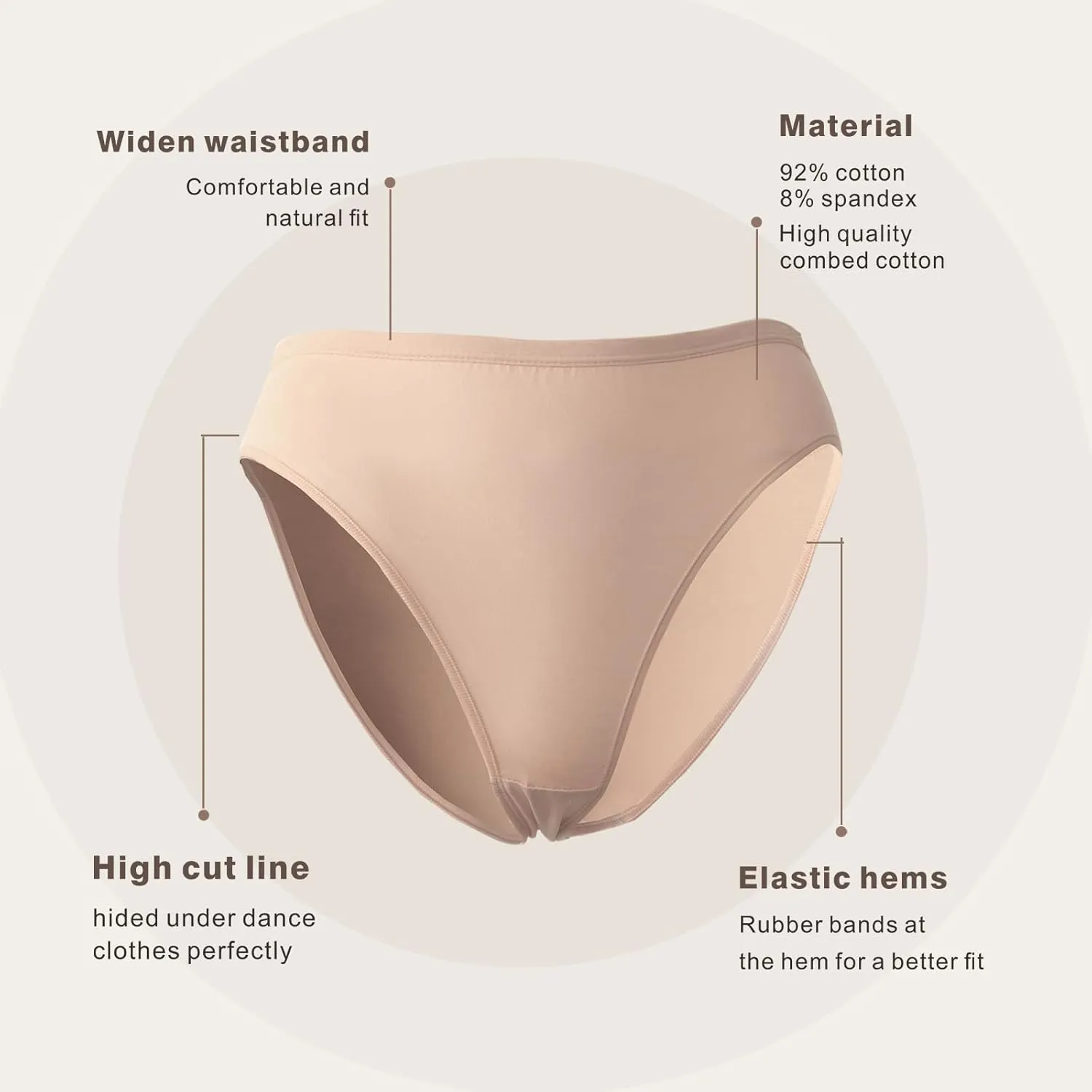Girl Professional Cotton Ballet Nude Dance Briefs Gymnastics Shorts Underwear Under-Pants