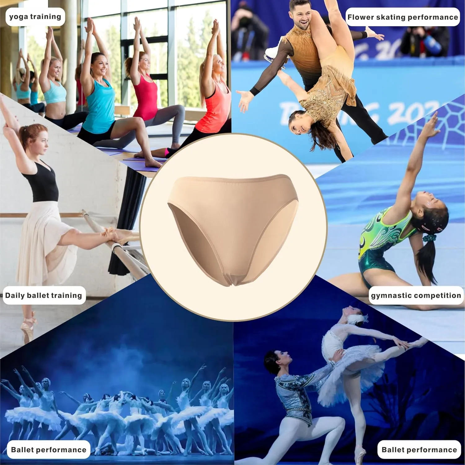 Girl Professional Cotton Ballet Nude Dance Briefs Gymnastics Shorts Underwear Under-Pants