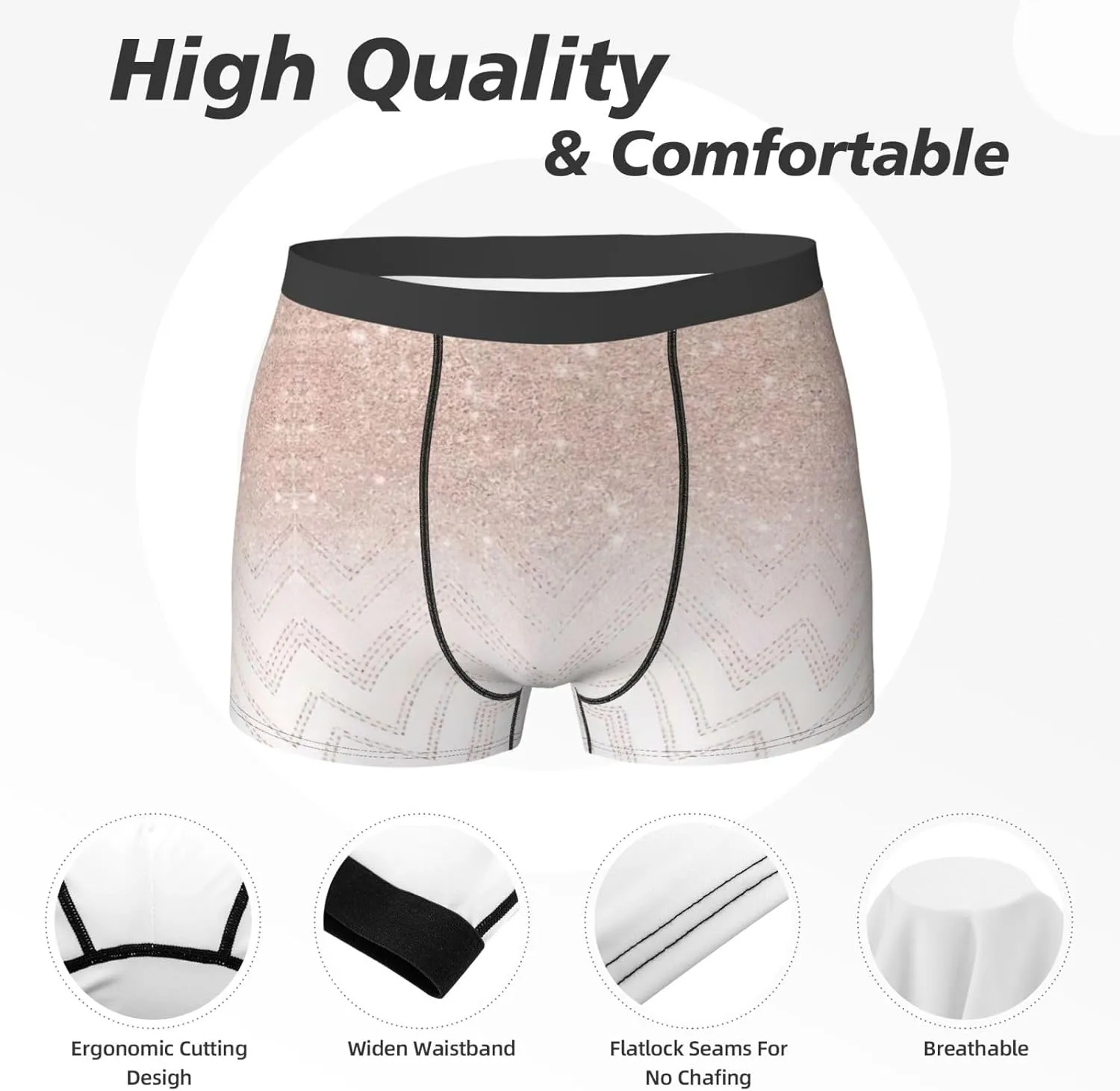 Glittery Pretty Pattern Print Men's Boxer Briefs Breathable Stretch Underwear for Everyday Active Wear Range