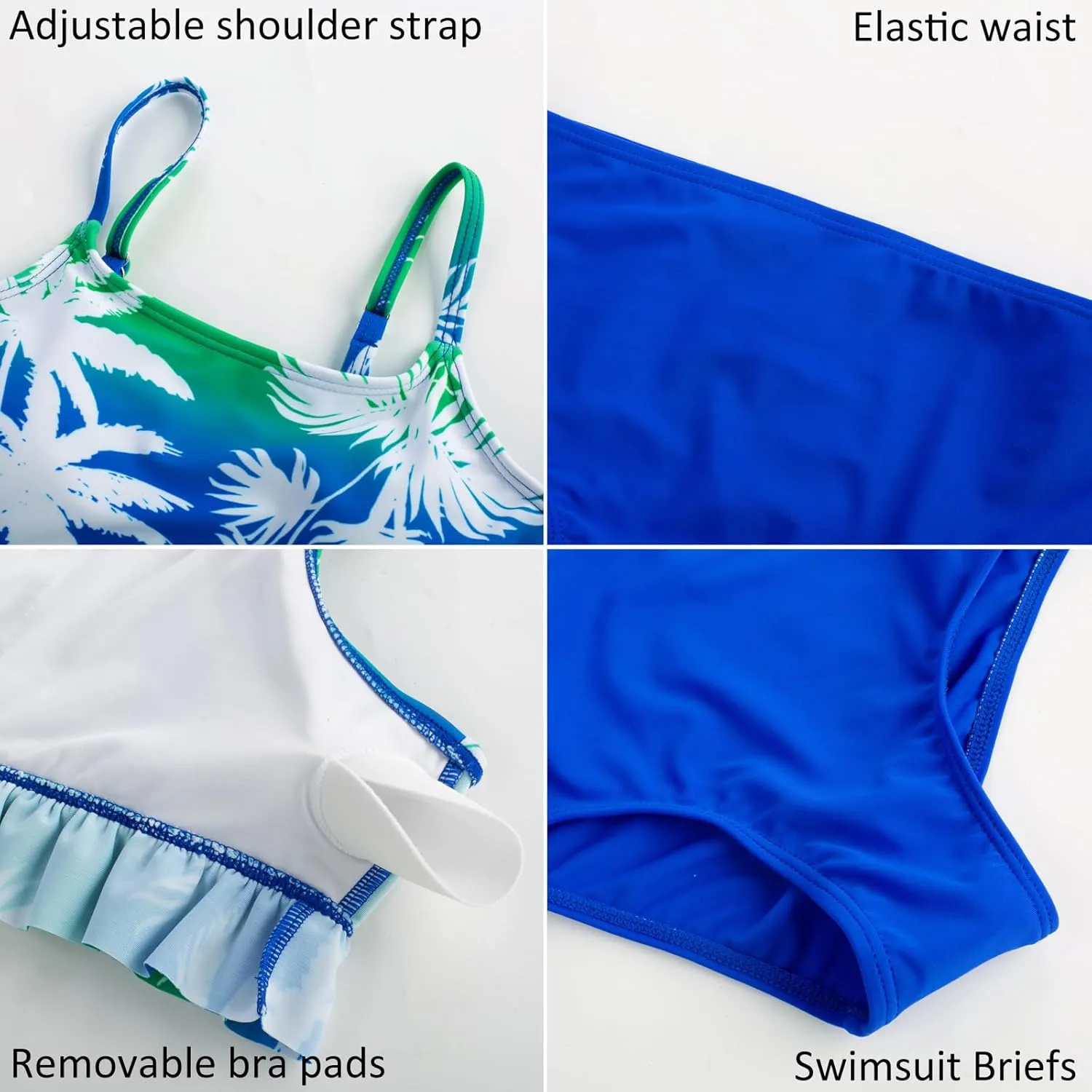 GRACE KARIN Girls Bikini Swimsuits 3 Piece Set Bathing Suit with Cover Up Pants Quick Dry Swimwear 5-12Y