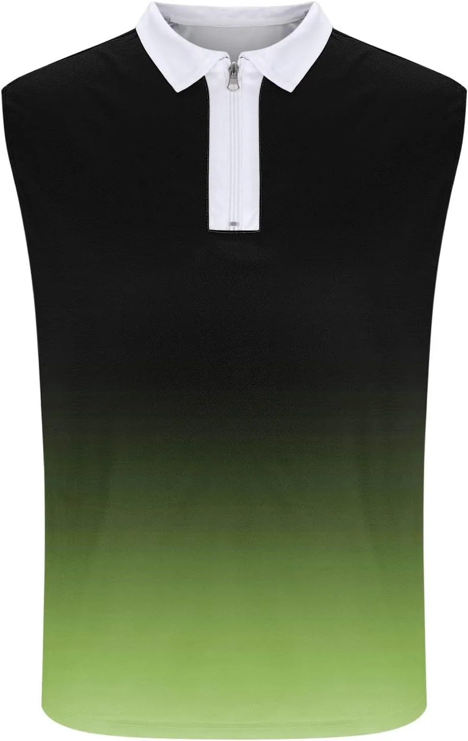 Gradient Zip Collared Tank Tops for Men Trendy Muscle Sleeveless T Shirts Summer Casual Golf Training Workout Gym Top