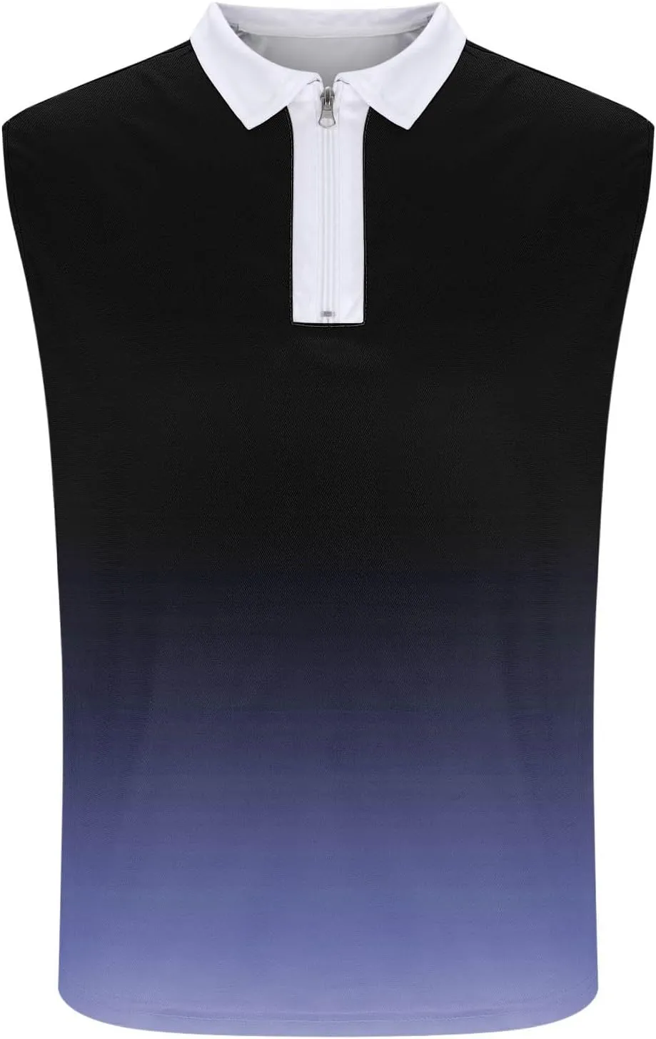 Gradient Zip Collared Tank Tops for Men Trendy Muscle Sleeveless T Shirts Summer Casual Golf Training Workout Gym Top