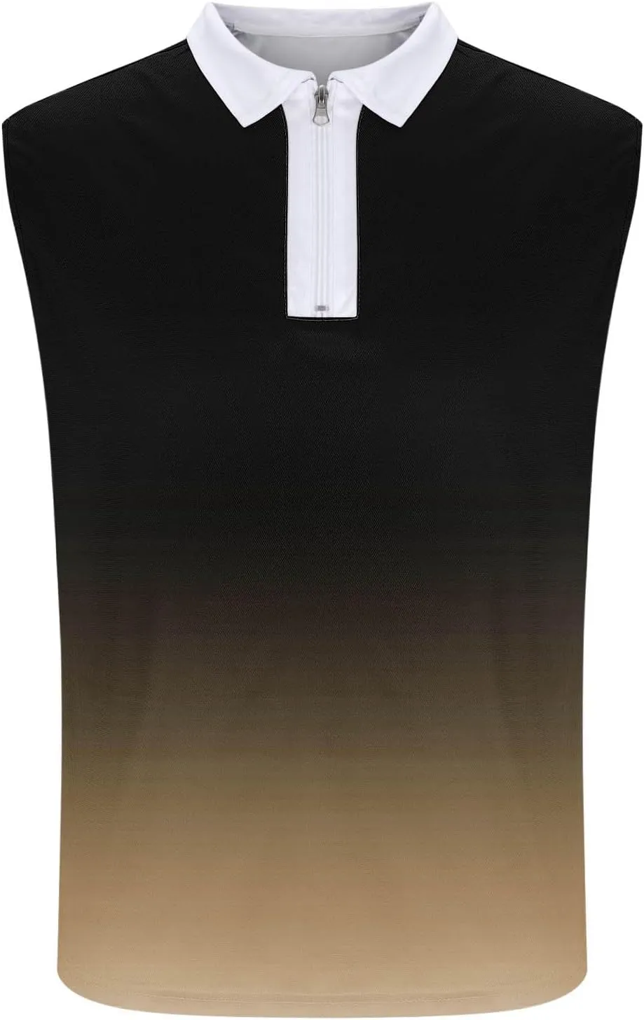 Gradient Zip Collared Tank Tops for Men Trendy Muscle Sleeveless T Shirts Summer Casual Golf Training Workout Gym Top