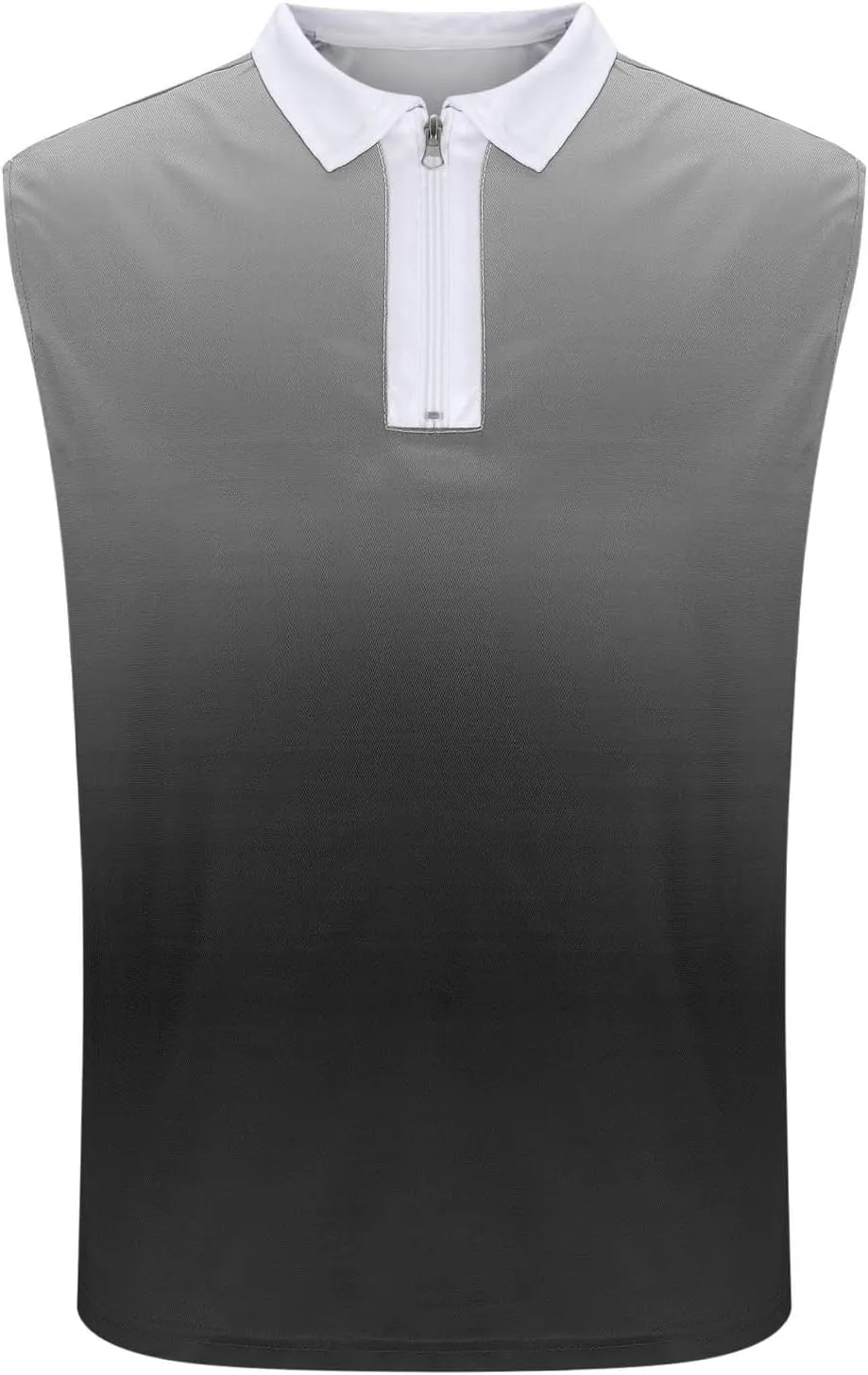 Gradient Zip Collared Tank Tops for Men Trendy Muscle Sleeveless T Shirts Summer Casual Golf Training Workout Gym Top