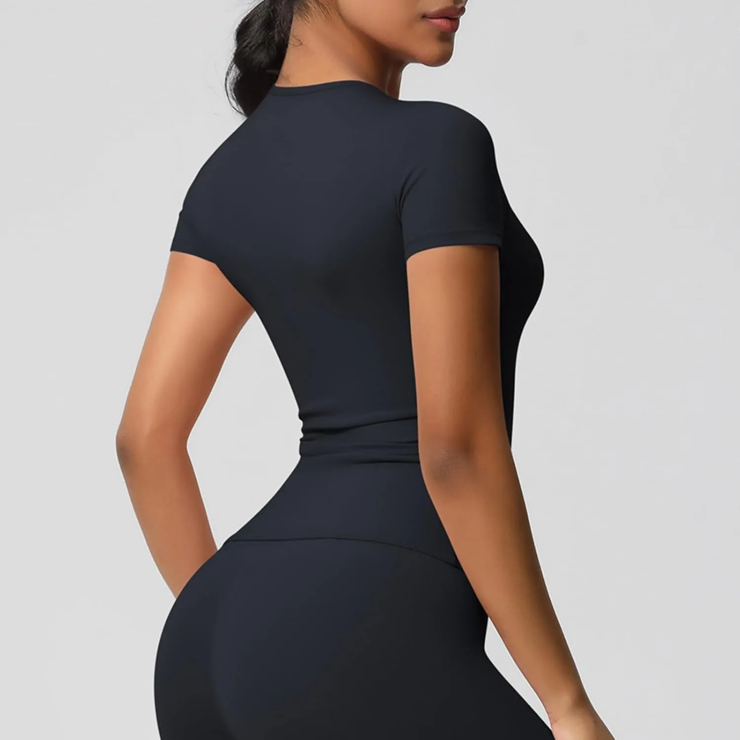HGps8w Women's Short Sleeve Workout Sports Tops Basic Crewneck Casual 2025 Summer Quick Dry Athletic Yoga Shirts